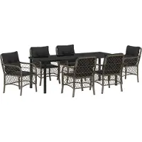 Syfax Ensemble de salle à manger pour jardin 7 pcs Gris polyrotin
