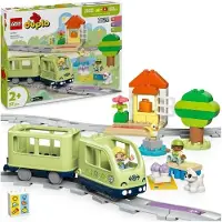 LEGO DUPLO Ma Ville Le train d'aventures interactif, 10427, 57 pièces, Jouet d'éveil 2 ans, Sons et lumières, 4 Figurines