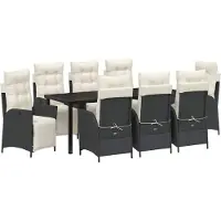 Syfax Ensemble de salle à manger pour jardin 9 pcs Noir polyrotin