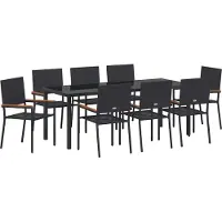 Syfax Ensemble de salle à manger pour jardin 9 pcs Noir polyrotin