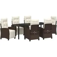 Syfax Ensemble de salle à manger pour jardin 7 pcs Marron polyrotin