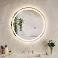 StarTech.com Miroir de salle de bain à LED - Rond 50 cm - Rétroéclairé - Anti-buée - Intensité réglable -tactile - Prise UE 220-240 V - Blanc