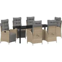 Syfax Ensemble de salle à manger pour jardin 7 pcs Beige polyrotin