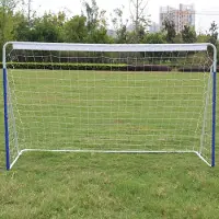 OKWISH But Football Métal Extérieur avec Filet PE et Cadre Acier, Sac de Transport Inclus, Nylon et Acier, Bleu