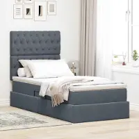 Prolenta Maison Exclusive - Lit coffre à LED avec matelas, gris foncé, 90 x 190 cm, velours