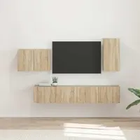 Prolenta Ensemble de 4 étagères murales pour télévision, style exclusif, en panneaux de particules imitation chêne Sonoma