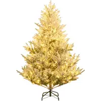 Costway Arbre de Noël artificiel 180cm avec neige, Sapin de Noël avec LED blanc chaud, 13 modes, minuterie & luminosité réglable