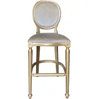 Demotex GmbH Casa Padrino Chaise de bar baroque or / or - Tabouret de bar fait main en bois massif de style antique avec tissu velours - Meubles baroques