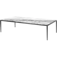 Casa Padrino Table basse en bronze avec plateau en marbre blanc 160 x 78 x H. 40 cm - Meubles de salon de luxe