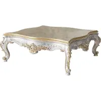 Casa Padrino Luxe Table basse baroque or / argent 125 x 125 x H. 50 cm - Table de salon en bois massif de style baroque - Noble et somptueux