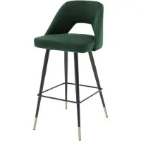 Casa Padrino Chaise de bar de luxe vert / noir 50 x 50 x H. 100 cm - Tabouret de bar de luxe avec dossier