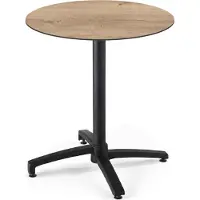Oviala Table de jardin ronde 60 cm inclinable aluminium et HPL chêne natuel - Opera