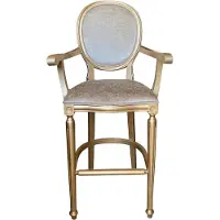 Casa Padrino Chaise de bar baroque avec accoudoirs or / or - Bois massif style antique Tabouret de bar avec tissu velours - Meubles baroques faits main