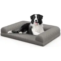 Costway 90x69x18 cm Lit orthopédique pour chien, canapé pour chien avec bords latéraux, doux et lavable, lit pour chat canapé pour chat, pour chiens Indoor Gris