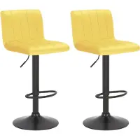 CLP Lot de 2 tabourets de bar Jamie, velours matelassé, hauteur réglable, pivotants, hauteur d'assise 62-83 cm