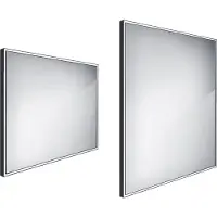 Nimco Miroir de salle de bain LED avec éclairage 80 x 70 cm dans un cadre noir IP44 ZPC 13003-90