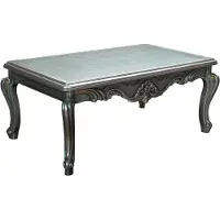 Casa Padrino Luxe Table basse baroque Gris / Vert / Or 113 x 70 x H. 50 cm - Table de salon rectangulaire en bois massif avec plateau en verre