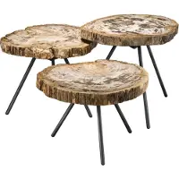 Casa Padrino Luxe Table basse set de 3 pièces brun / bronze rouge - Meubles de salon