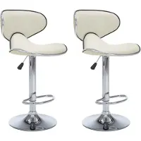 Syfax Tabourets de bar lot de 2 crème similicuir