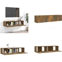 vidaXL 2 pcs. Set d'armoire TV chêne fumé bois composite - Set d'armoire TV - Ensemble d'armoires TV - Armoire TV - Armoire murale TV