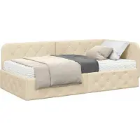 Syfax Cadre de lit d'angle Crème 100 x 200 cm tissu