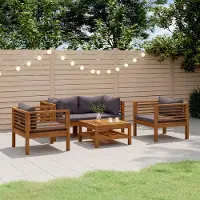 Prolenta Maison Exclusive - Ensemble de salon de jardin 5 pièces avec coussins, en bois d'acacia massif