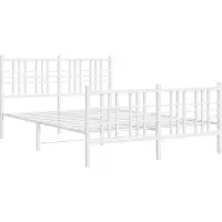 Syfax Cadre de lit métal sans matelas et pied de lit blanc 120x190 cm