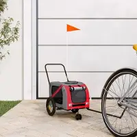 Prolenta Maison Exclusive - Remorque pour vélo, pour chiens, rouge et noire, en tissu Oxford et en fer