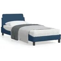 vidaXL Meubles Cadre de lit avec tête de lit sans matelas Bleu 90x190 cm Tissu - Lits Classiques 373091
