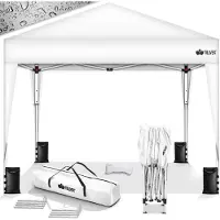 Tillvex Pavillon 3x3m imperméable blanc + 4 sacs de sable | Pop-Up Pavillon pliable stable & réglable en hauteur | Tente de jardin protection UV 50+ | Tente de réception avec sac pour le jardin