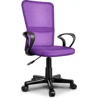 Tresko Chaise de bureau violette Chaise de bureau pivotante, avec accoudoirs & roulettes en plastique léger, hauteur réglable en continu, assise rembourrée, forme ergonomique