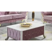 Casa Padrino Table basse baroque rose / blanc / or 100 x 64 x H. 43 cm - Table de salon de style baroque avec pierres scintillantes - Meubles baroques
