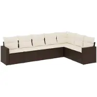Sonstiges Salon de jardin avec coussins 7 pcs marron résine tressée