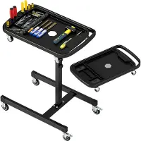 Costway Table à outils 2 en 1 à roulettes, table de travail réglable en hauteur avec compartiment amovible, chariot à outils de mécanicien jusqu'à 60kg de charge