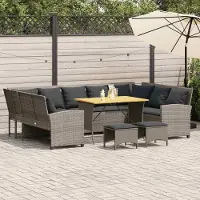Prolenta Maison Exclusive - Ensemble de salon de jardin 4 pièces avec coussins, gris, rotin synthétique