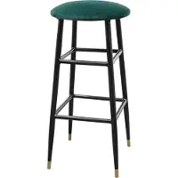 Demotex GmbH Casa Padrino Luxe Tabouret de Bar Vert / Noir Ø 37 x H. 76 cm - Chaise de Bar avec tissu velours