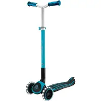 Globber ACE LIGHTS – Trottinette pour enfants et adolescents, 125/80 mm, ABEC 9, 3 roues, hauteur réglable, roues lumineuses LED, bleu
