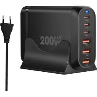 Reagle CHARGEUR RAPIDE GaN 200W PD 3x USB C 3x QC 3.0 POUR LAPTOP IPHONE 100W MAC