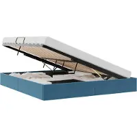 Syfax Cadre de lit ottoman Bleu foncé 160 x 200 cm Velours