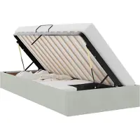 vidaXL Lit ottoman avec rangement, gris clair, 90 x 200 cm, velours