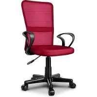 Tresko Chaise de bureau bordeaux Chaise de bureau pivotante, avec accoudoirs & roulettes en plastique léger, hauteur réglable en continu, assise rembourrée, forme ergonomique
