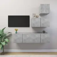 Prolenta Maison Exclusive - Ensemble de meubles TV 4 pcs Gris béton Bois d'ingénierie