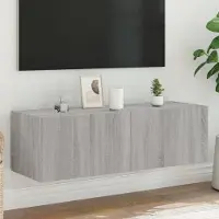 Prolenta Maison Exclusive - Meuble TV avec éclairage LED Gris Sonoma 100x35x31 cm