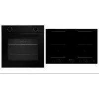Respekta Four Cuisinière noir mat Table de cuisson à induction 77 cm encastrable autarcique