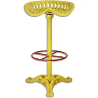 Casa Padrino Tabouret de bar Art Nouveau Jaune / Rouge H. 77 cm - Tabouret de bar en fonte au design industriel rustique - Meubles de jardin et de terrasse