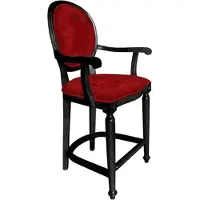 Casa Padrino Chaise de bar baroque avec accoudoirs rouge bordeaux / noir - Tabouret de bar style antique fait à la main - Meubles baroques