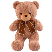 Lean Toys Peluche mascotte doudou ours en peluche avec noeud à pois 45cm