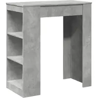 Syfax Table de bar avec étagères gris béton bois d'ingénierie