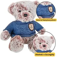 Lean Toys Peluche mascotte doudou ours en peluche gris bleu pull 21cm