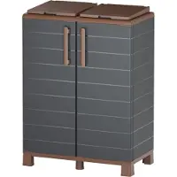 Art Plast Abri Poubelles 2 Sacs Anthracite - Armoire Cache Poubelle de Tri Sélectif 68 x 37 x 90 cm Terrasse, Restaurant